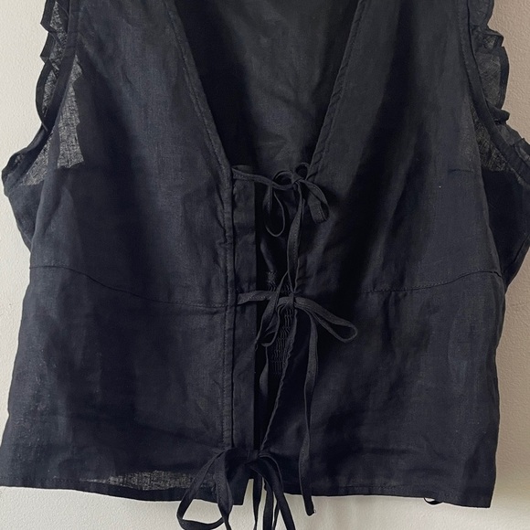 Joie Black Sleeveless Lace-Up Blouse - Picture 7 of 11